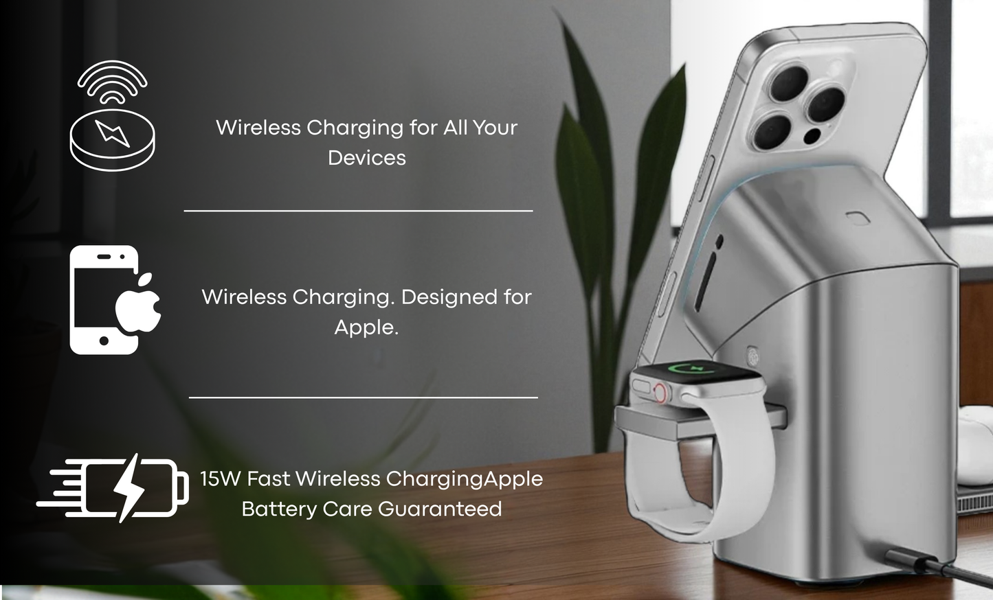 Qi2 Magnetic Charger for iPhone, Apple Watch & AirPods