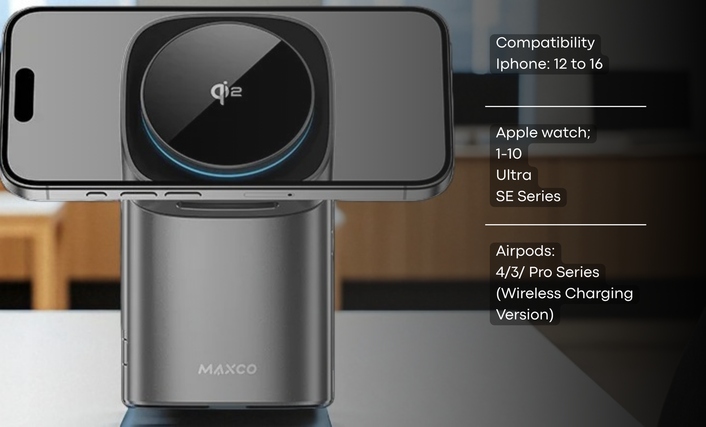 Qi2 Magnetic Charger for iPhone, Apple Watch & AirPods